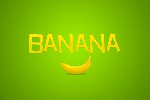 Inscription jaune de fruit banane sur fond vert