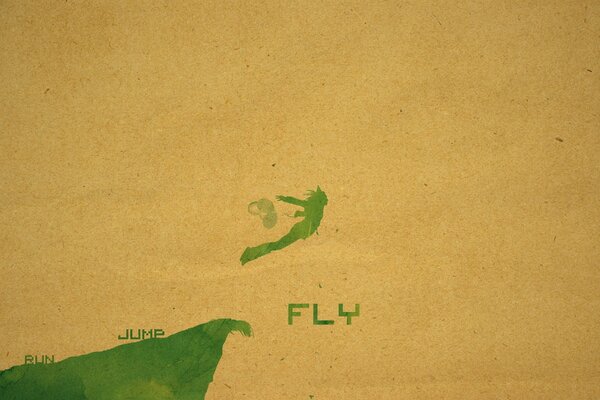 Оберточная бумага с зелёным человеком в прыжке