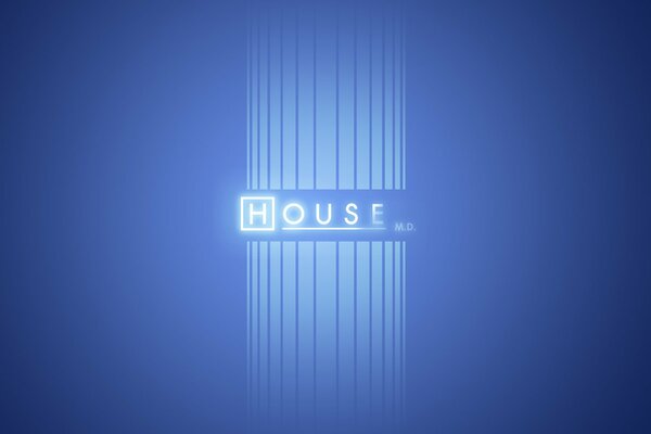 Na niebieskim tle napis House