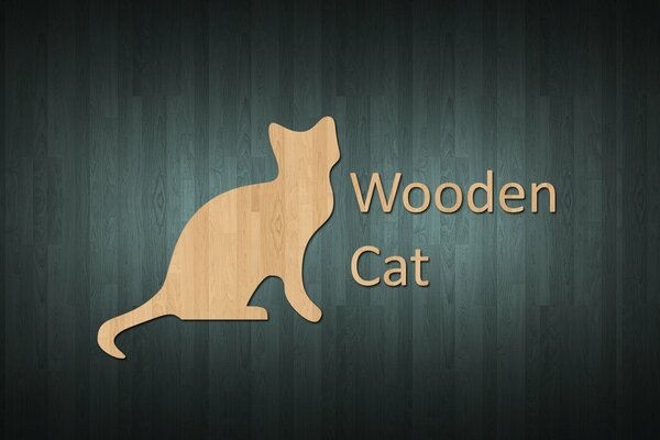 Logotipo: gato tallado en madera en la pared de fondo
