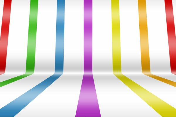Rainbow of lines on a white background