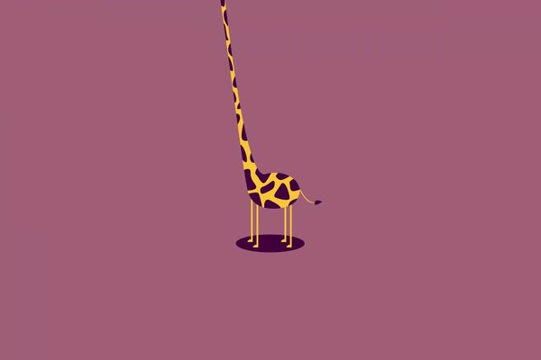 A giraffe without a head on a pink background