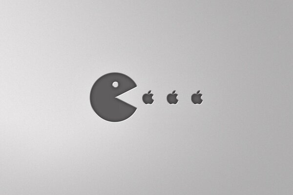 Packman isst Apple-Logos