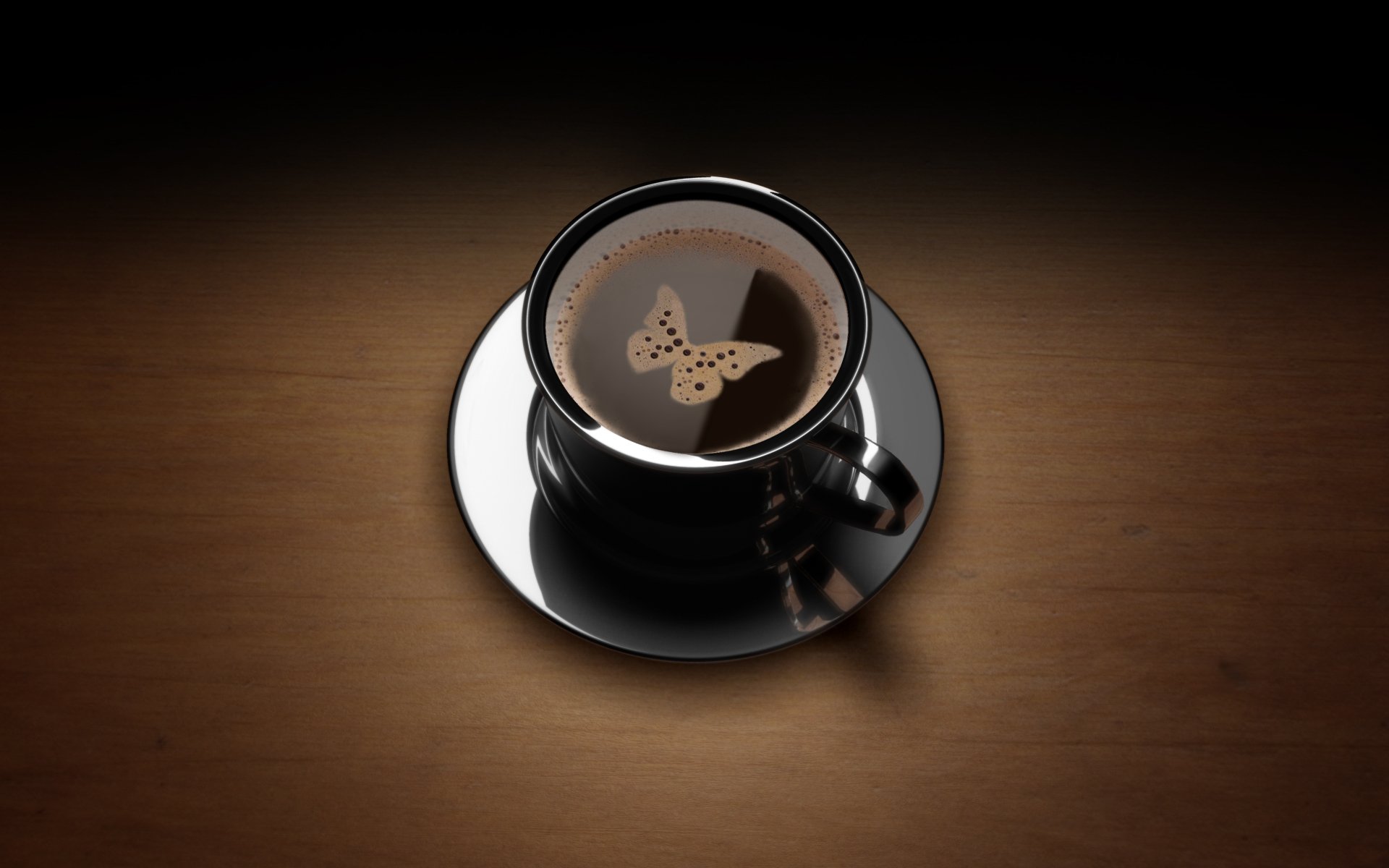 café tasse mousse papillon