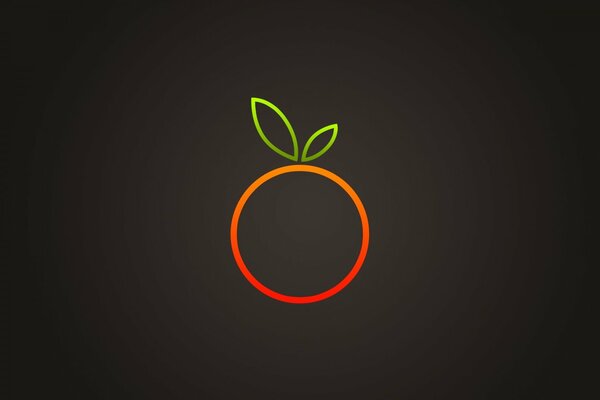 Outline of an orange on a black background