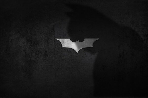 Batman shadow logo on a bat background
