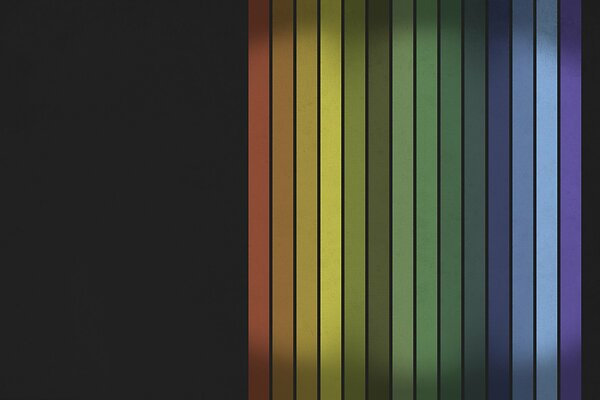 Líneas en una fila de colores del arco iris