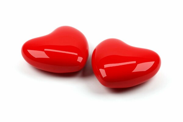 Red shiny hearts symbolizing love