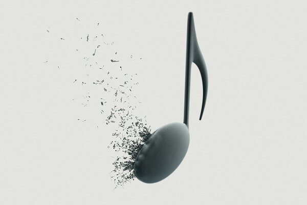 Exploding black note on a white background