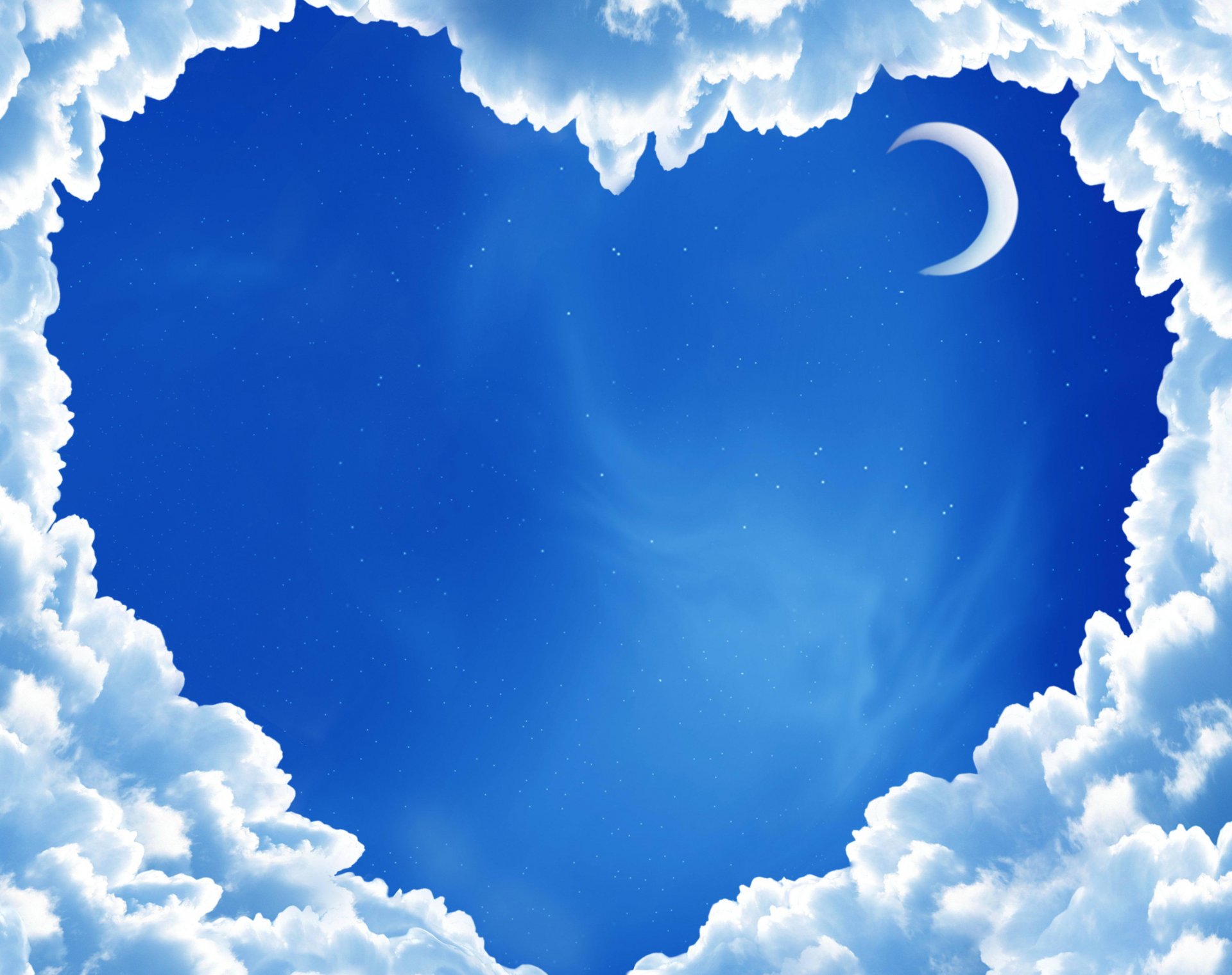 cuore nuvole cielo blu stelle luna