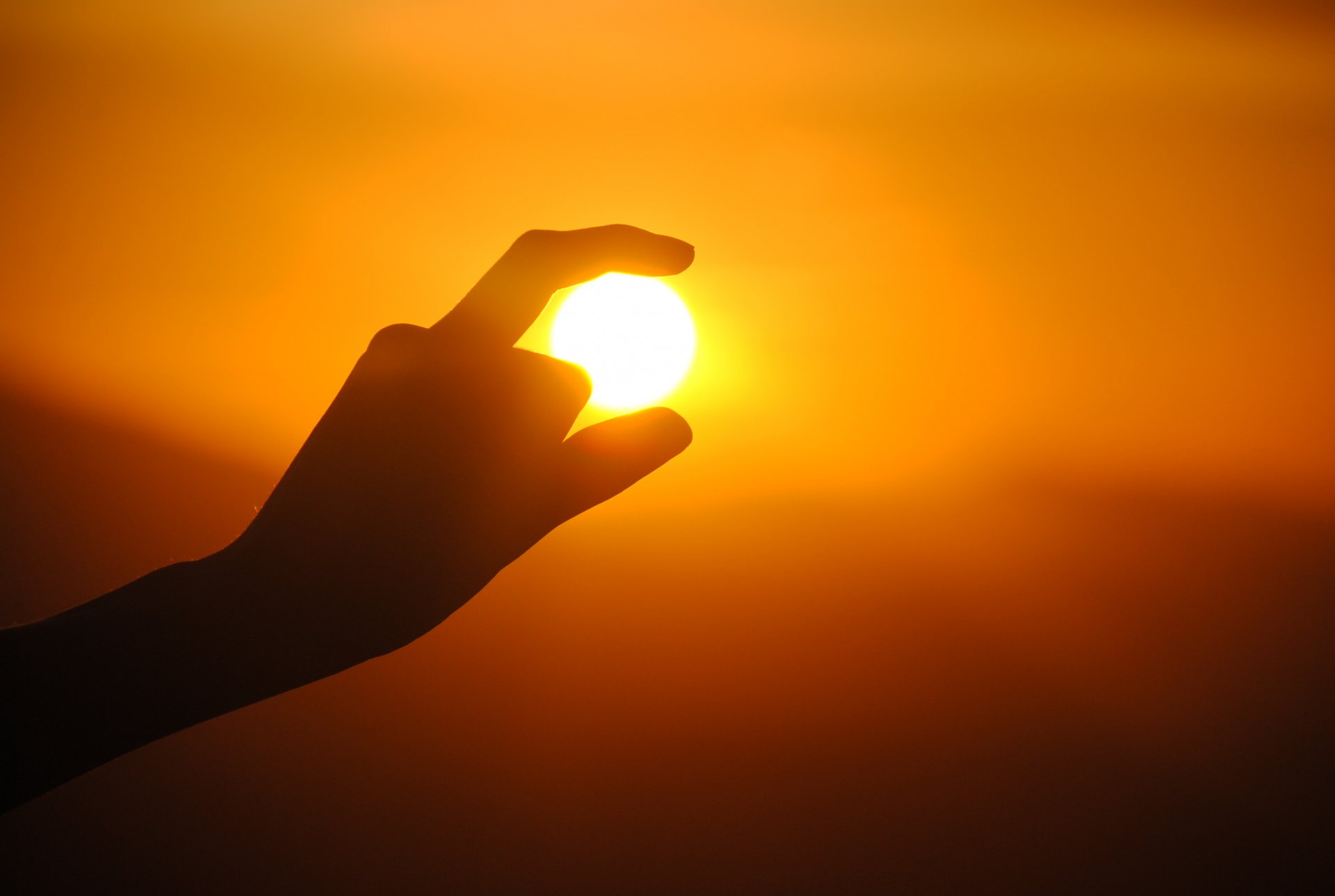 hand silhouette sun sunset