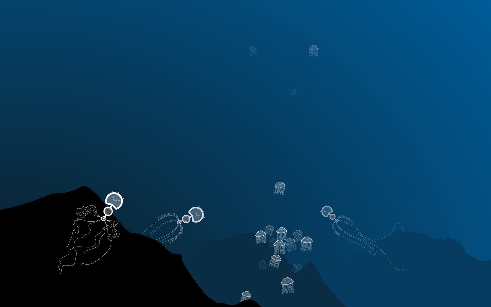 vector minimalism jellyfish blue