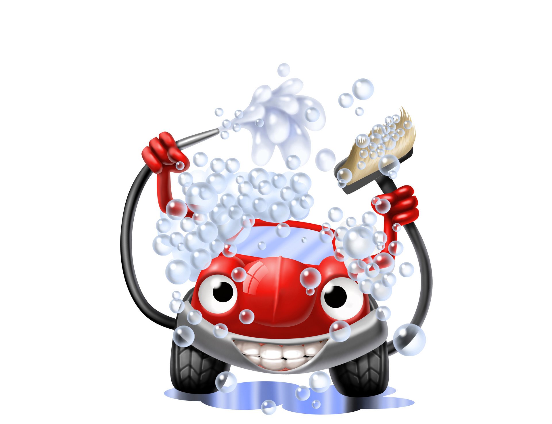 art machine red car wash car wash self catering bubbles water foam cute smart adult creative good idea positive abstract 3d wallpaper