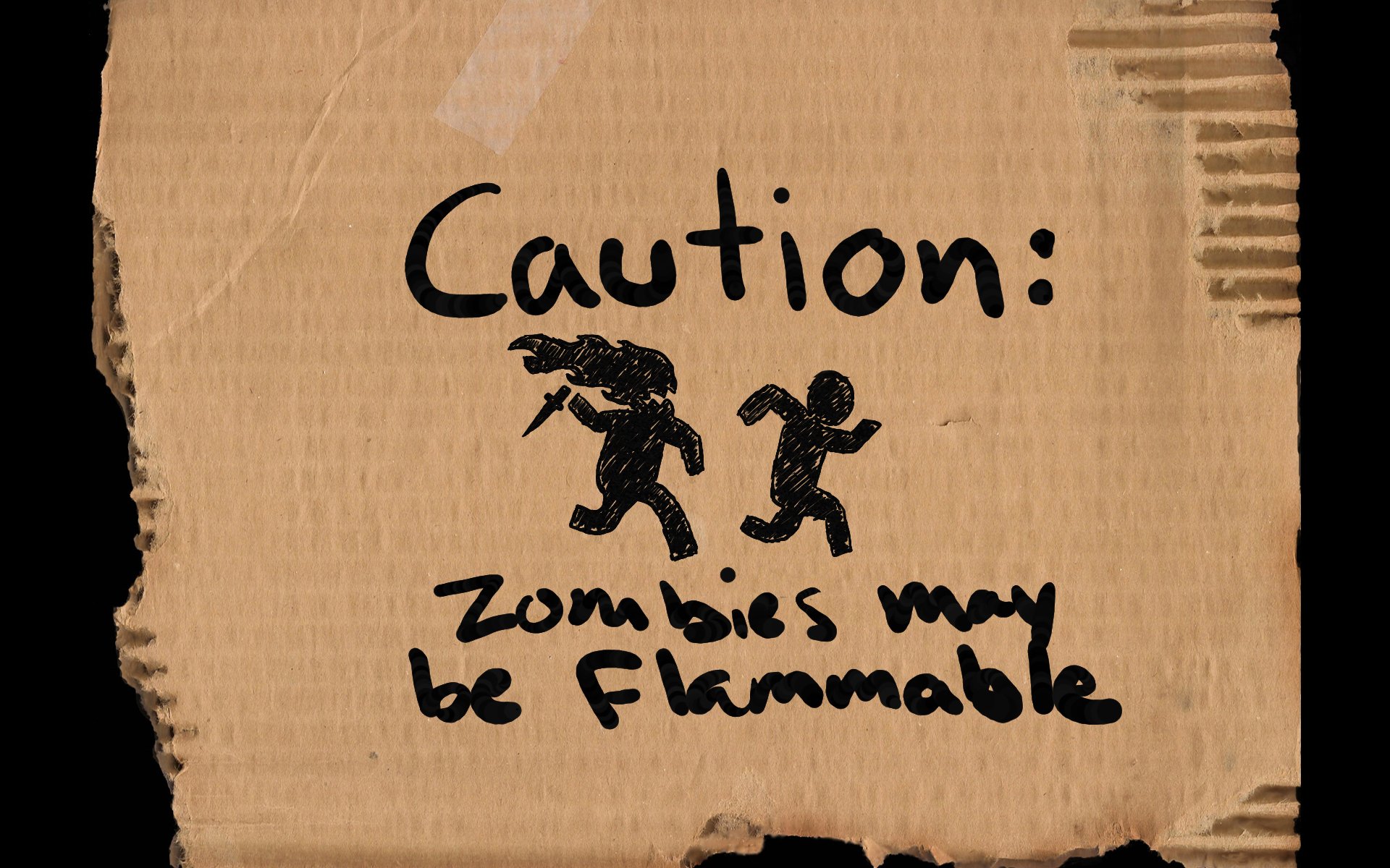 precaución zombies posiblemente inflamable cartón advertencia