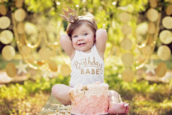 A little princess with a delicate cake