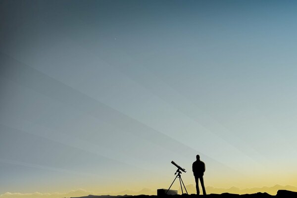 El hombre se prepara para el amanecer