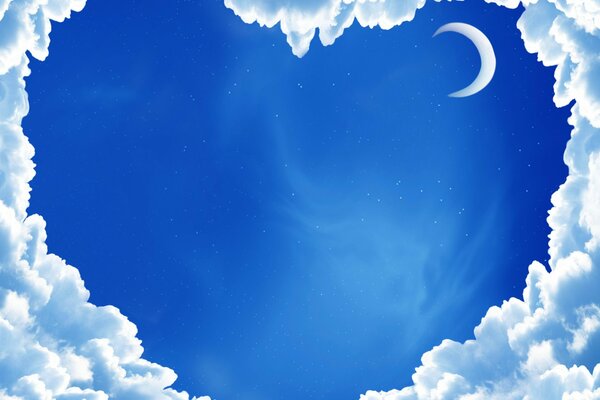 Un corazón de nubes en el cielo azul