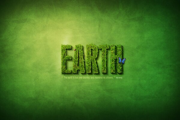 Green background with the word earth