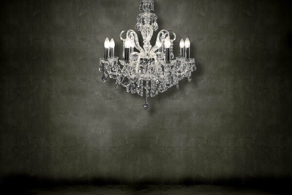 Beautiful crystal chandelier on a black background