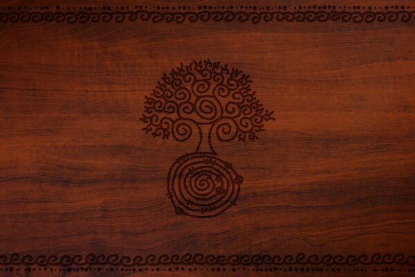 Ethnic style. Drawing on a tree