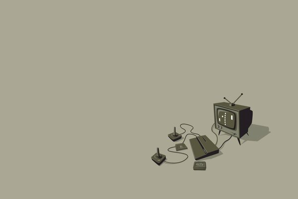 Stary telewizor i dekoder w kolorze szarym