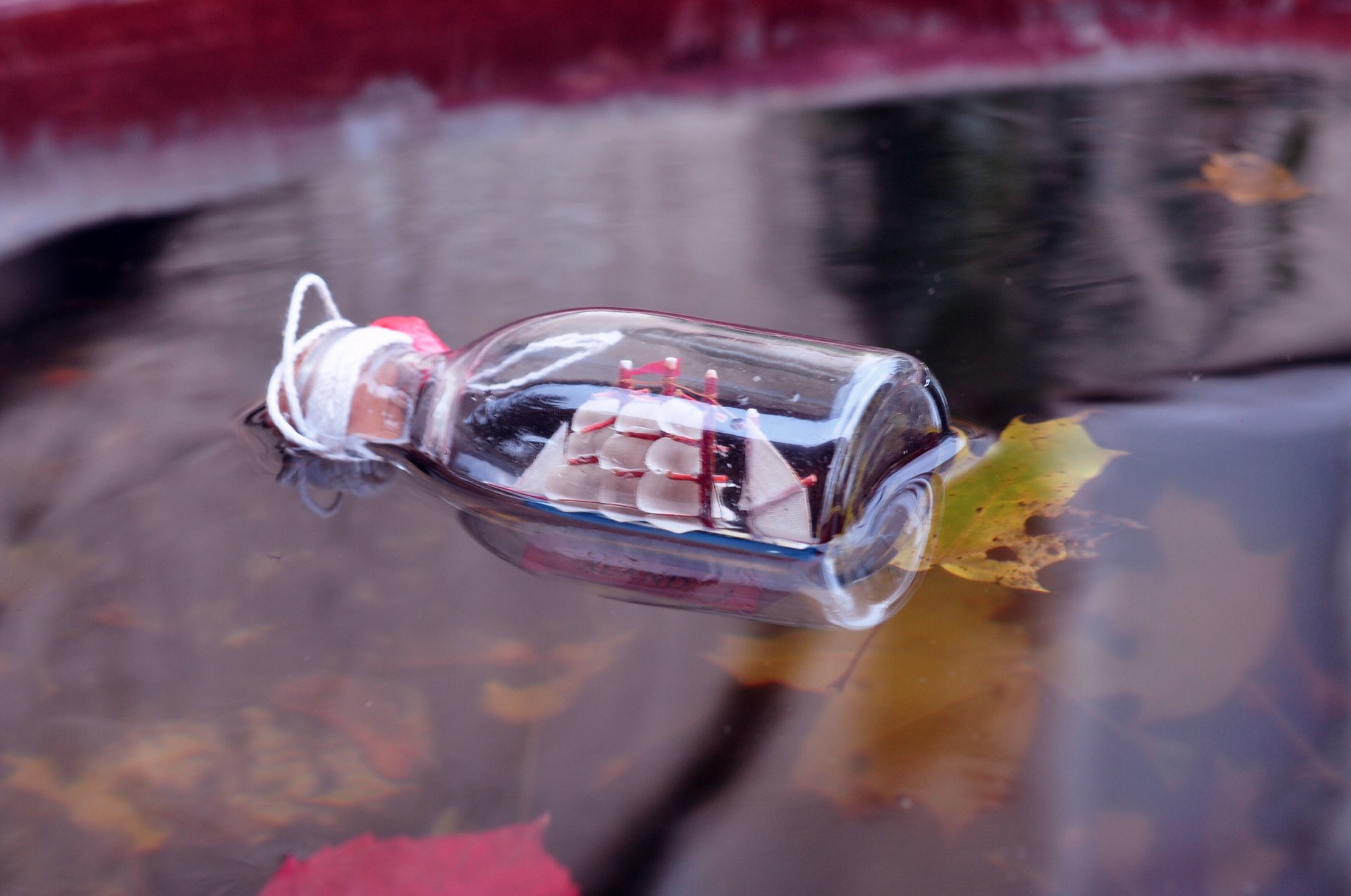 river leaves a bottle ship
