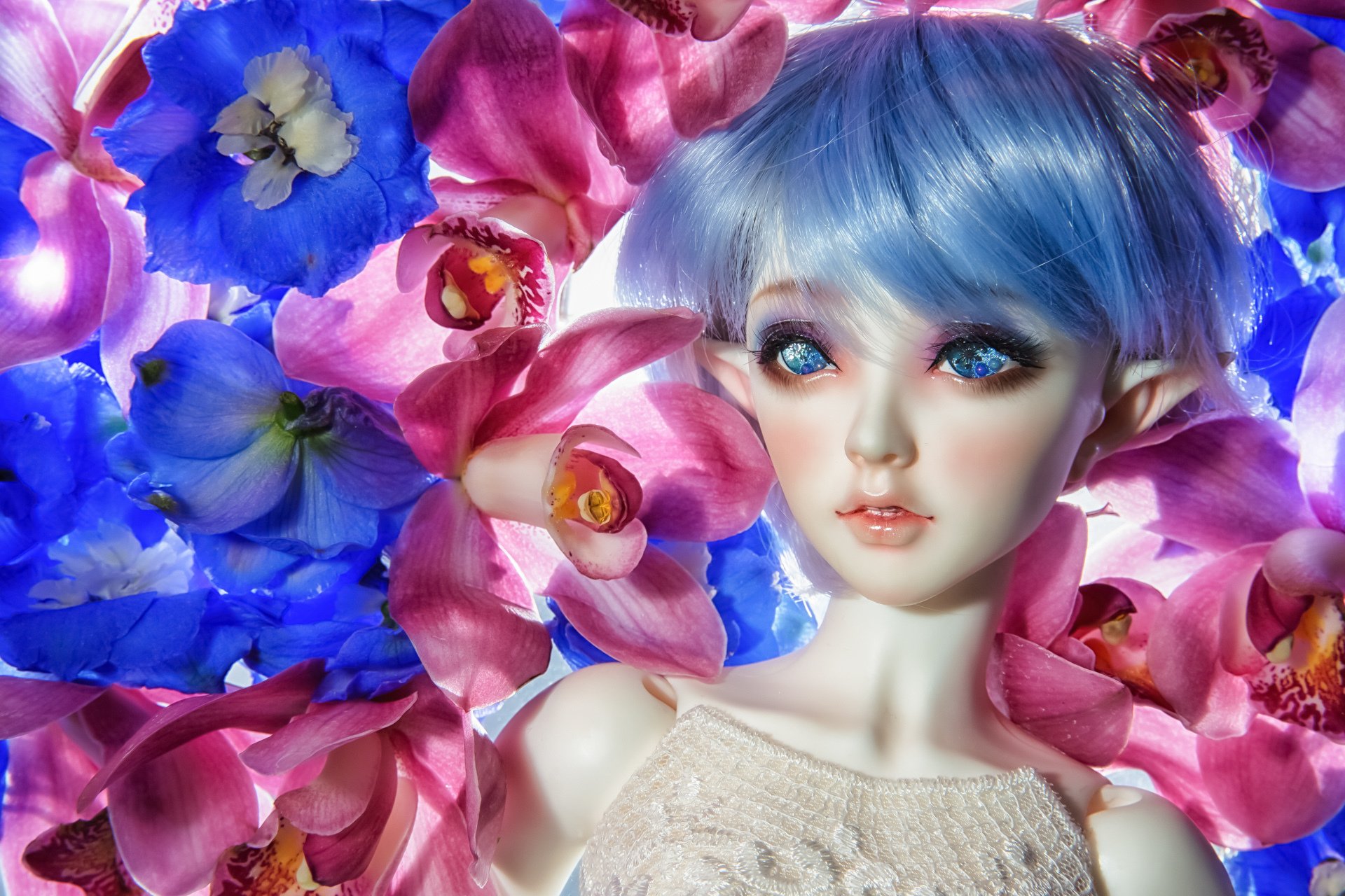 spielzeug puppe elf blumen orchideen