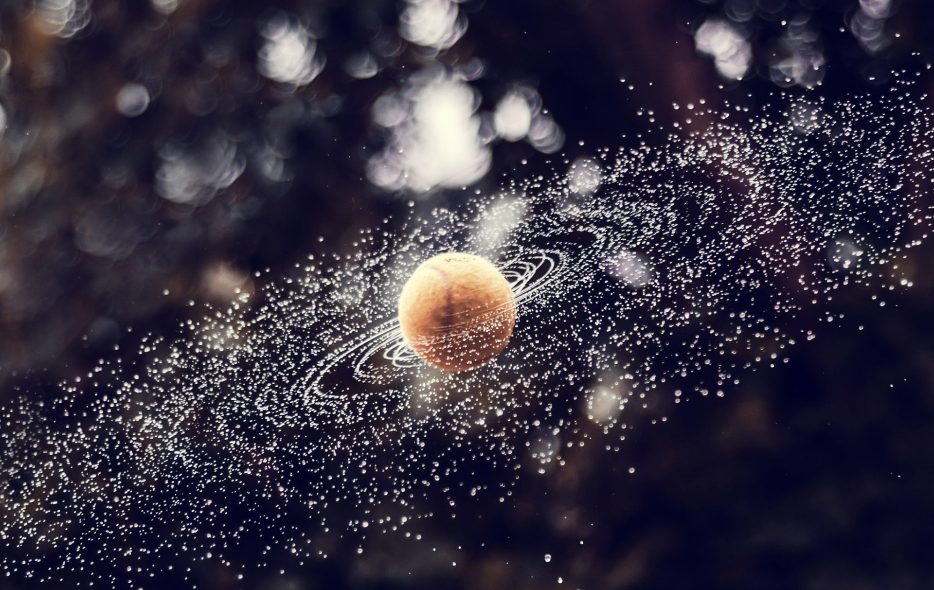 tennisball spritzer tropfen galaxie