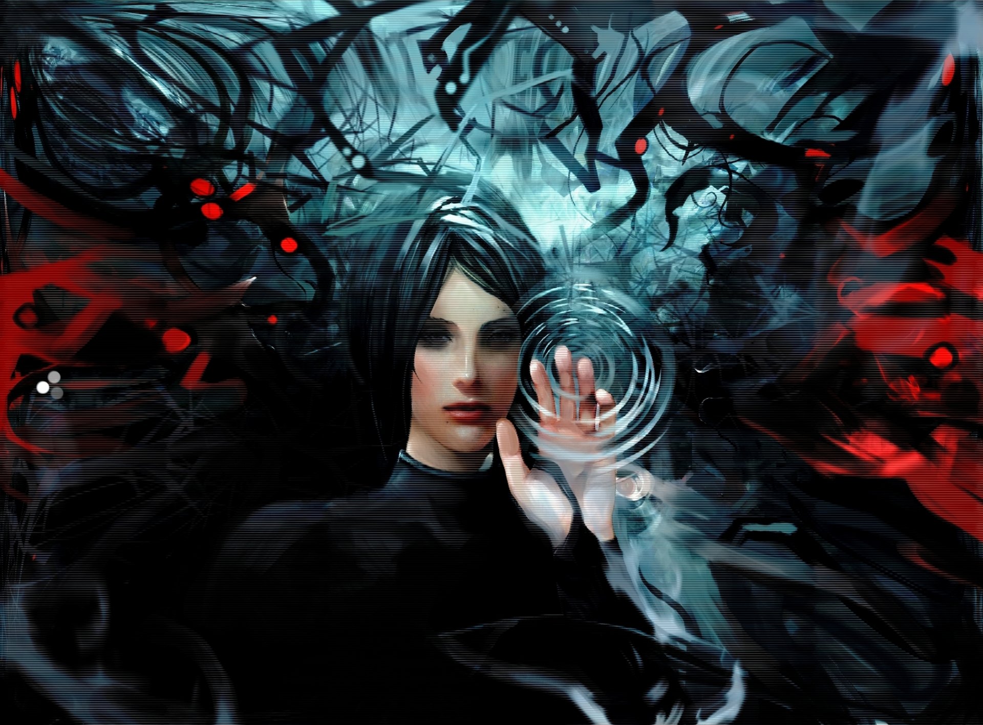art fille abstraite eau cercles
