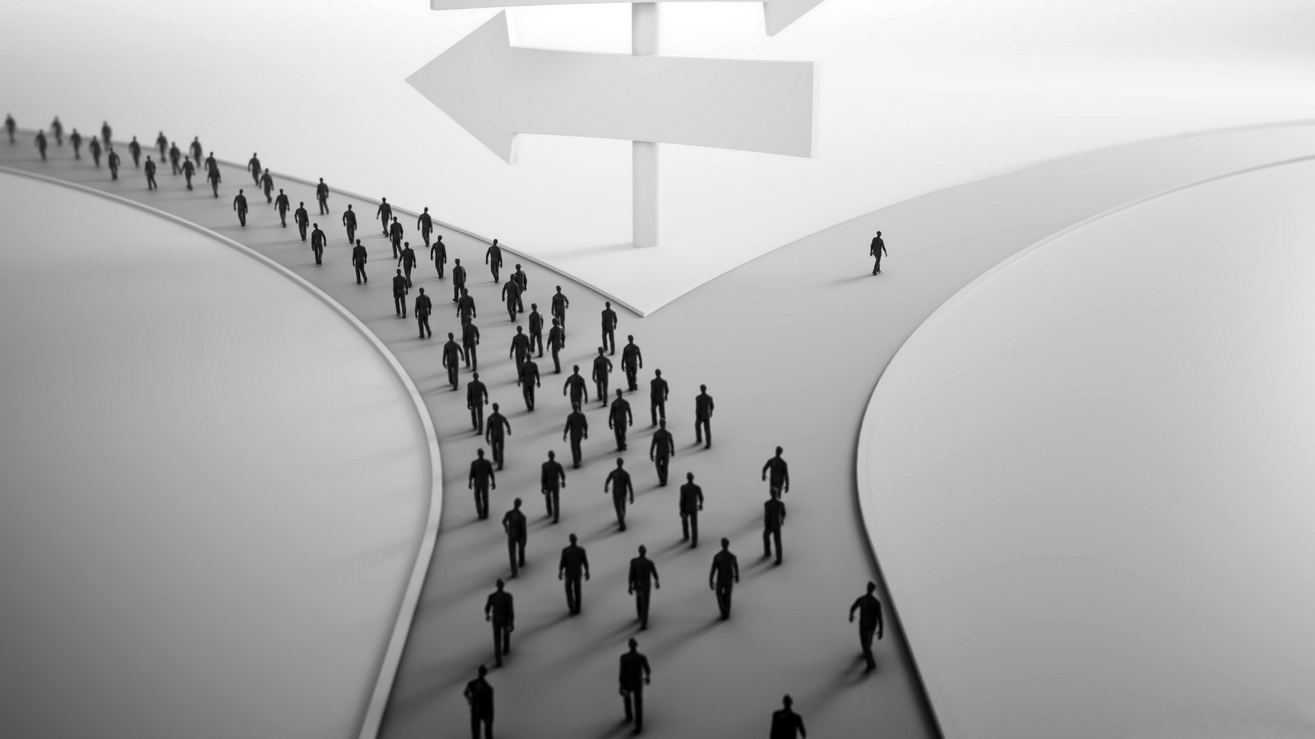 road the fork index people crowd motion selection rotation the situation solution