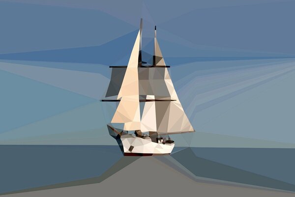 Geometry. figures. a ship with sails ran aground