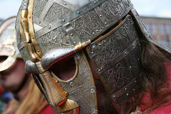 Metal helmet from plate armor