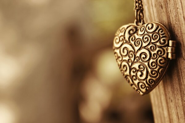 Heart pendant with ornament close-up