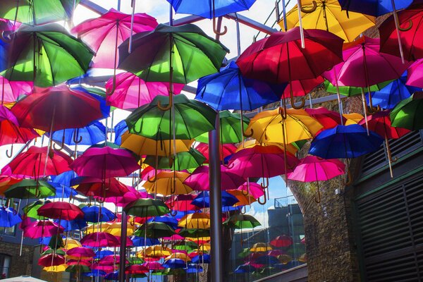 Street Art paints and umbrellas