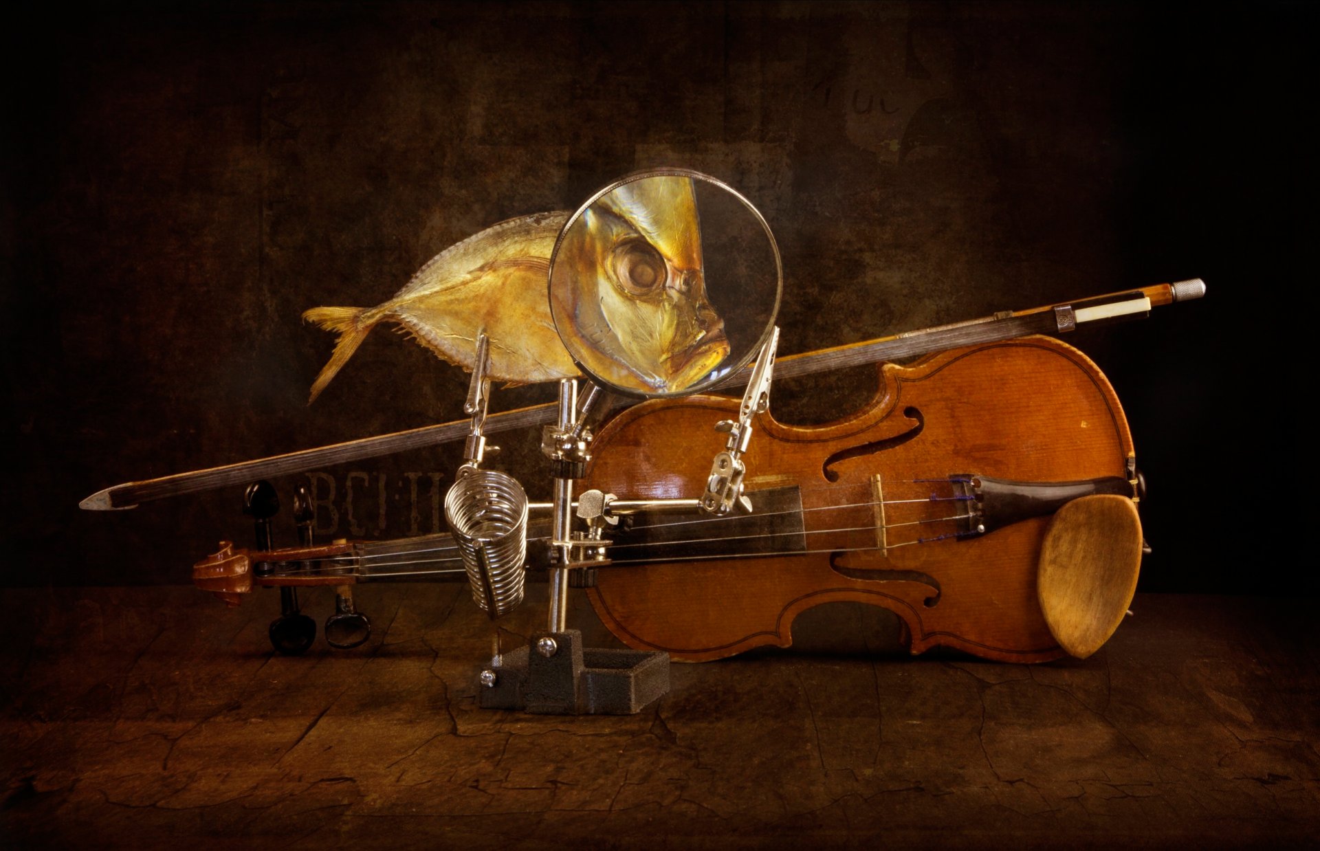 violín arco pescado arte