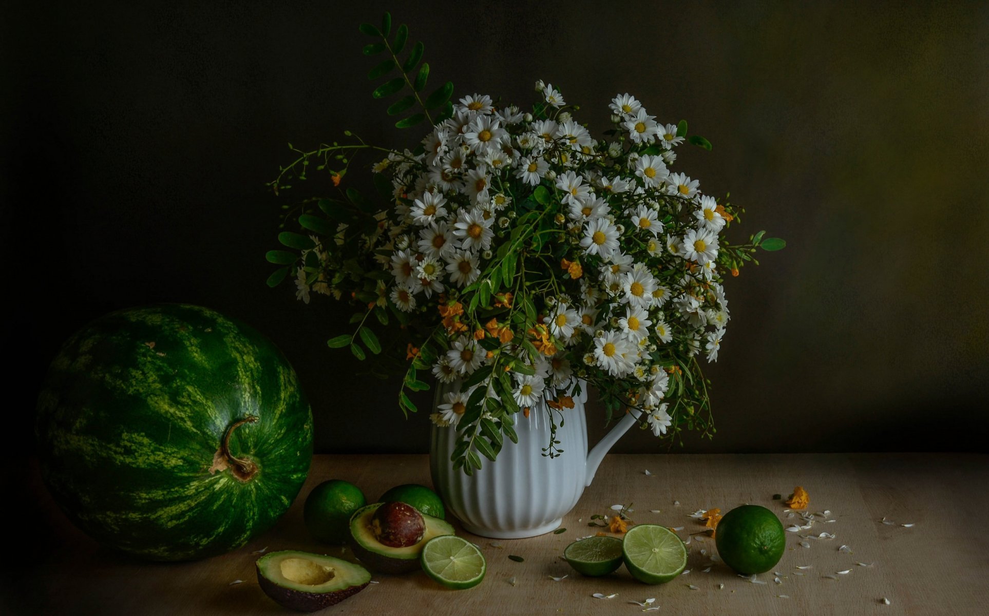 bouquet camomille pastèque avocat citron vert