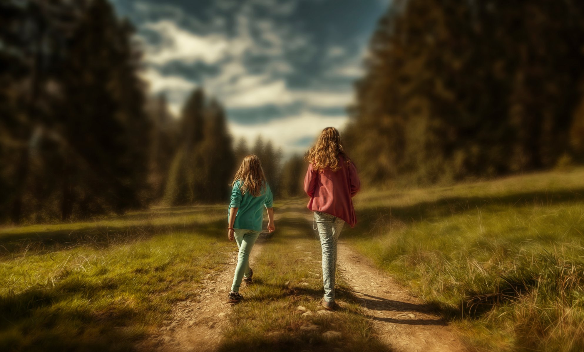 mädchen kinder gehen bokeh handhabung