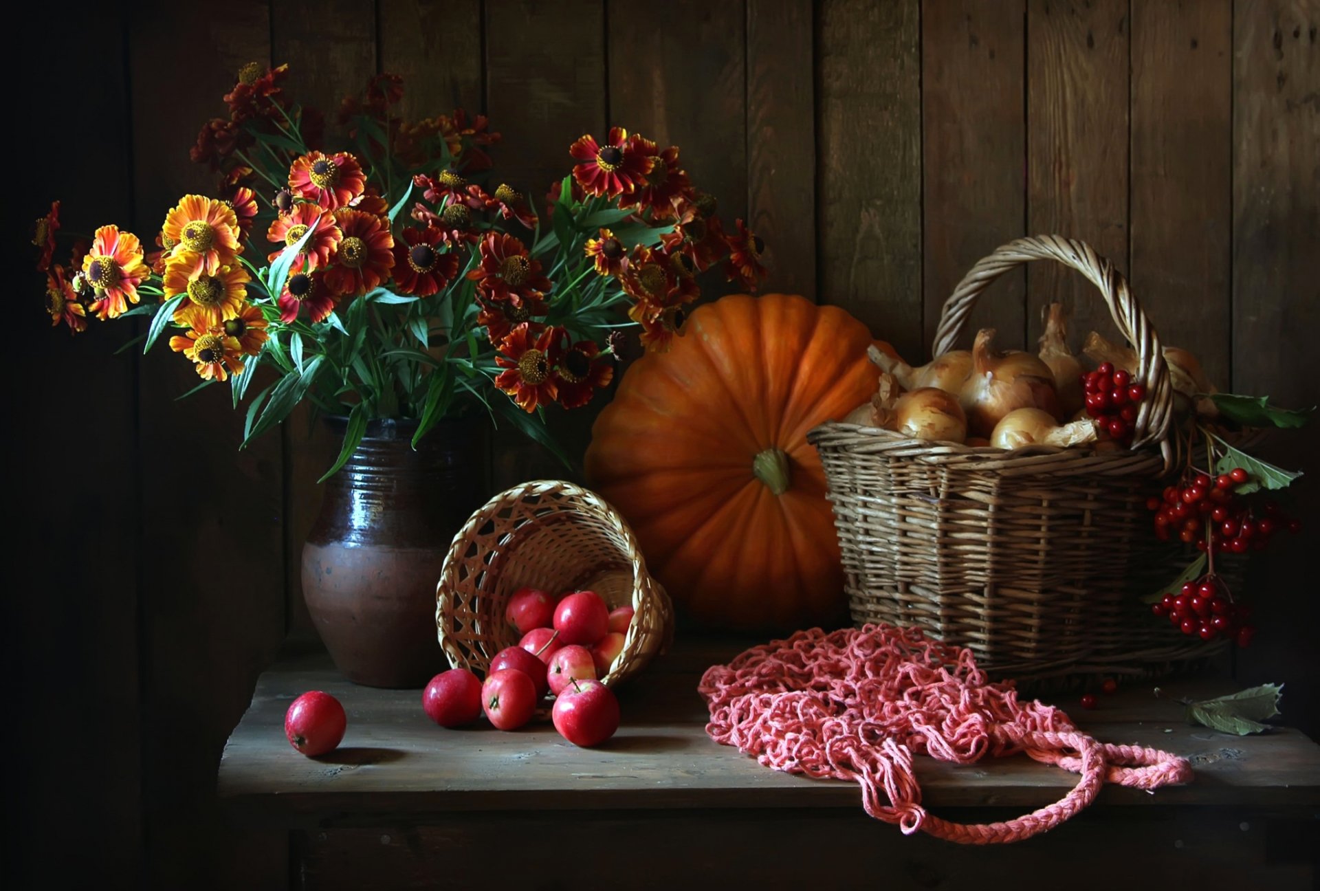 till life pitcher shopping pumpkin flower apple