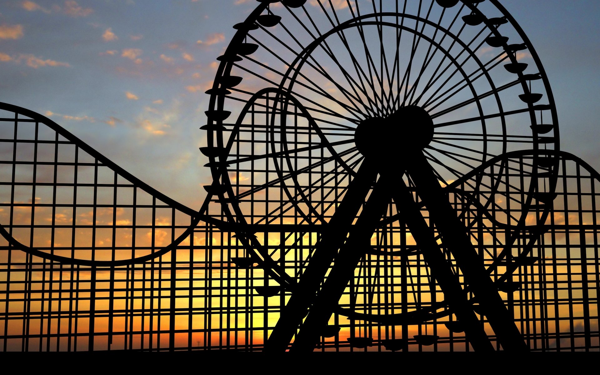 humeur grande roue enfance nostalgie attraction coucher de soleil arrière-plan fond d écran écran large plein écran écran large