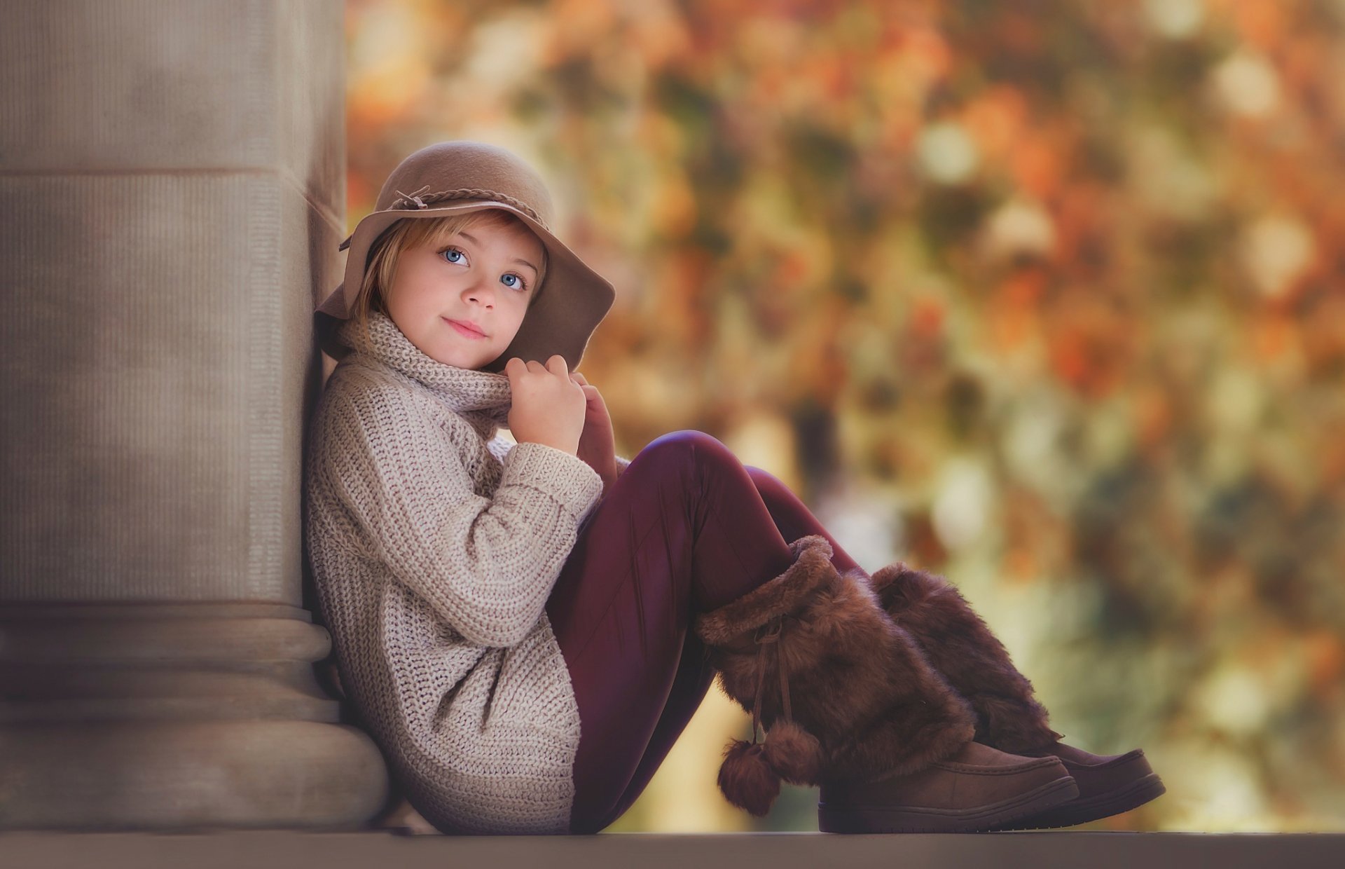 girl autumn portrait hat boot