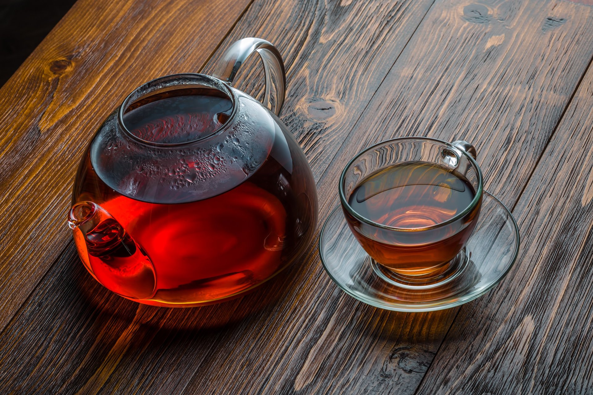 thé théière tasse verre table