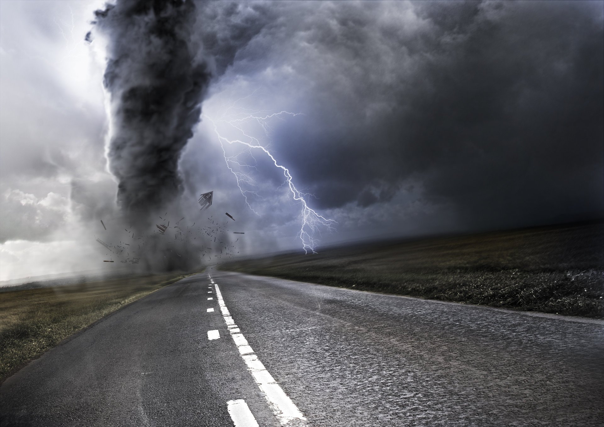 carretera señalización relámpagos tornado