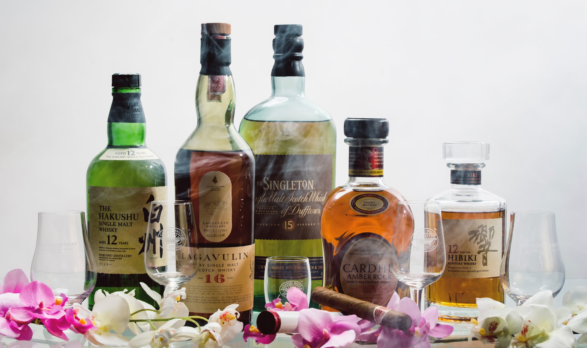 whisky sorten hibiki hakushu lagavulin cardhu singleton zigarre