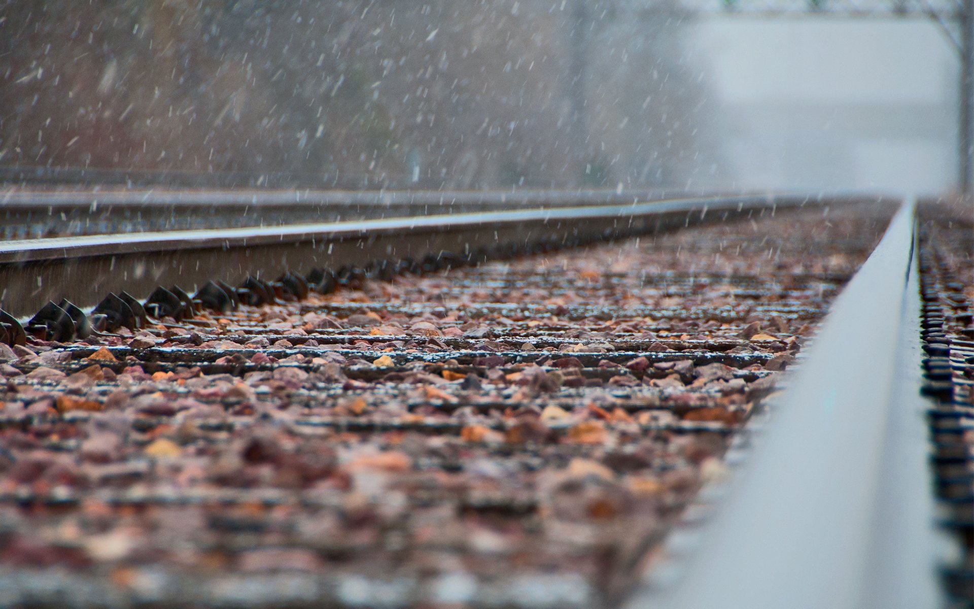 enfoque ferrocarril nieve metal