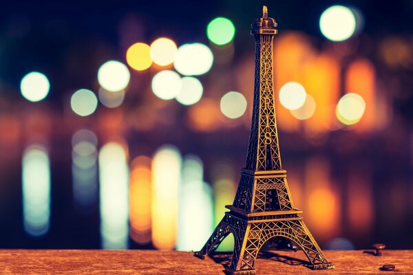 Eiffel Tower on the bridge in miniature
