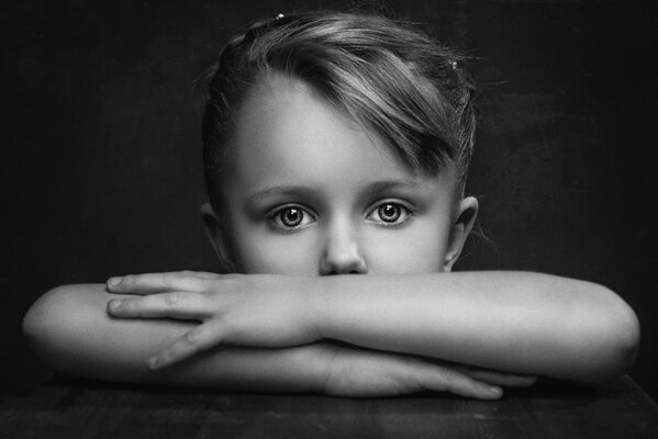 Black and white portrait of a girl