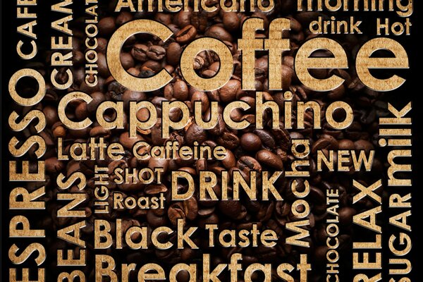 Inscriptions of coffee names in English