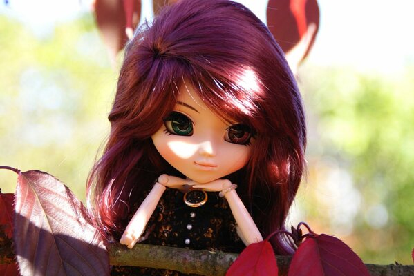 An extraordinary doll with cherry hair