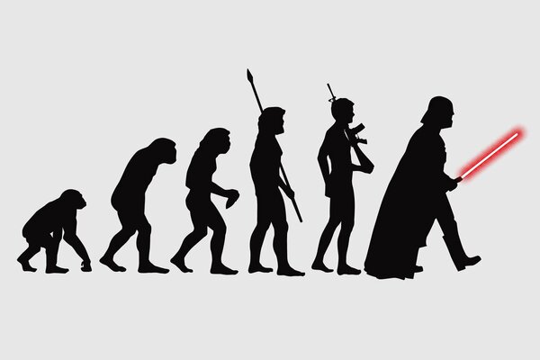 Siluetas de figuras de evolución sobre fondo gris