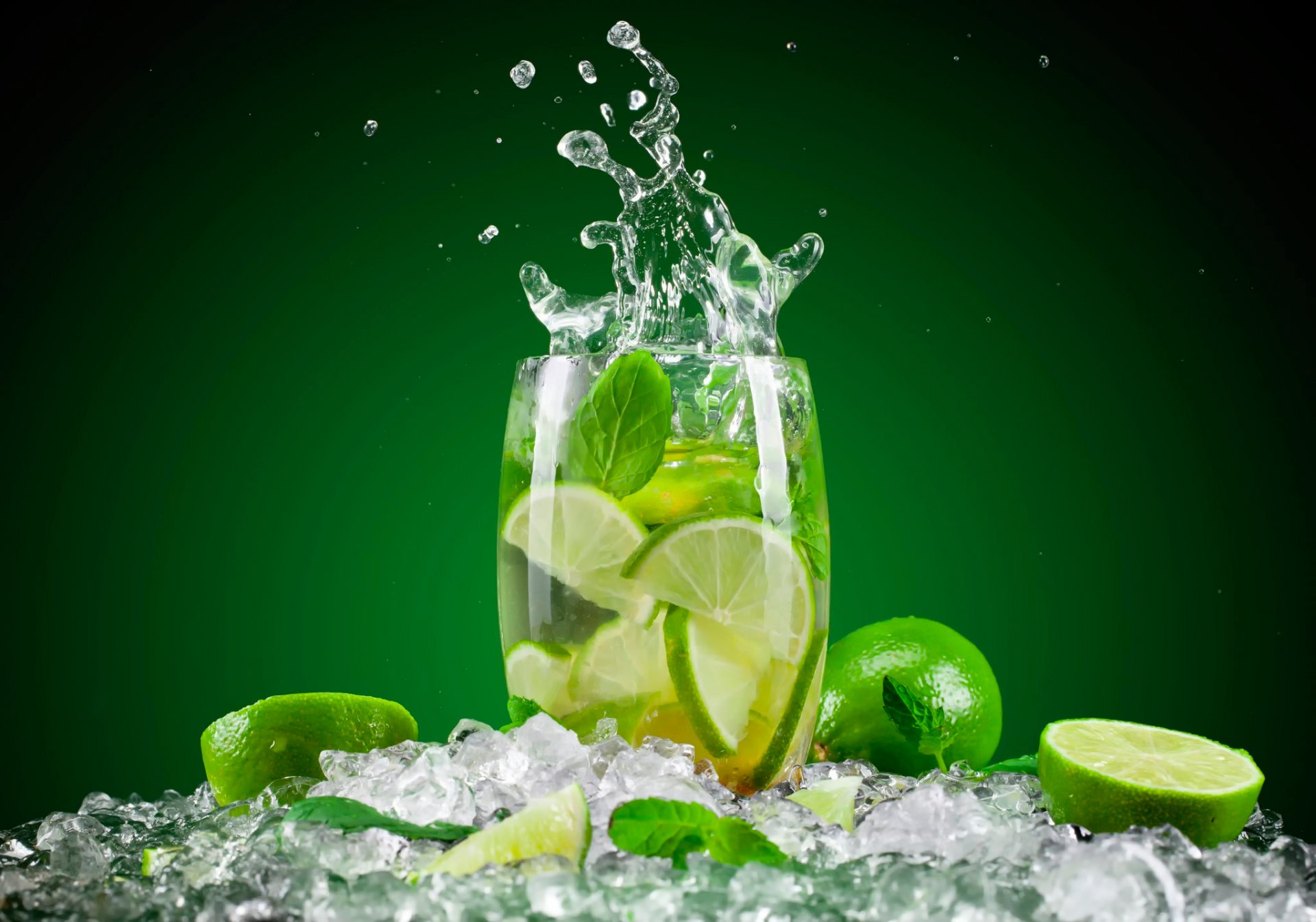 citron vert menthe verre eau splash boisson